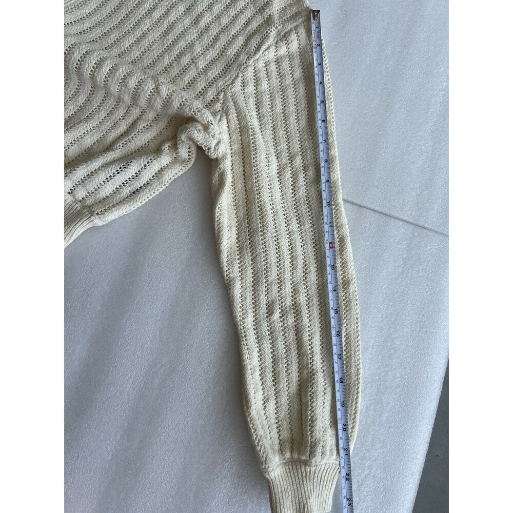 Women’s L Rag & Bone Adrienne Open Knit ivory Zip Hoodie Minimalist Fisherman - Picture 7 of 16